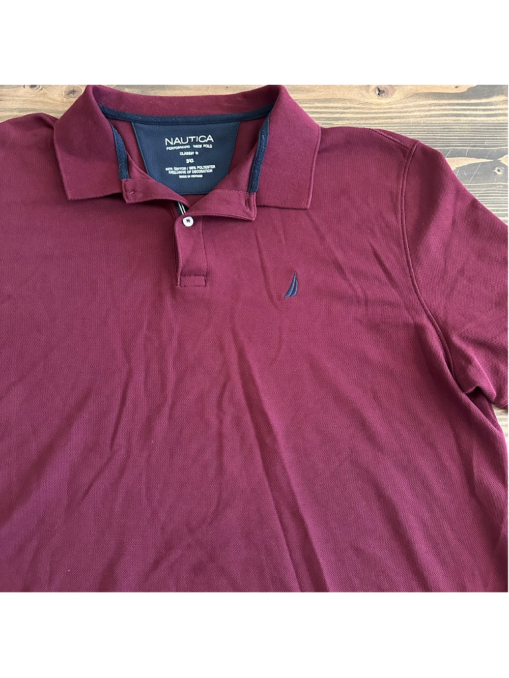 Nautica Performance Deck Polo 3XL Maroon Navy Big Tall Golf Shirt